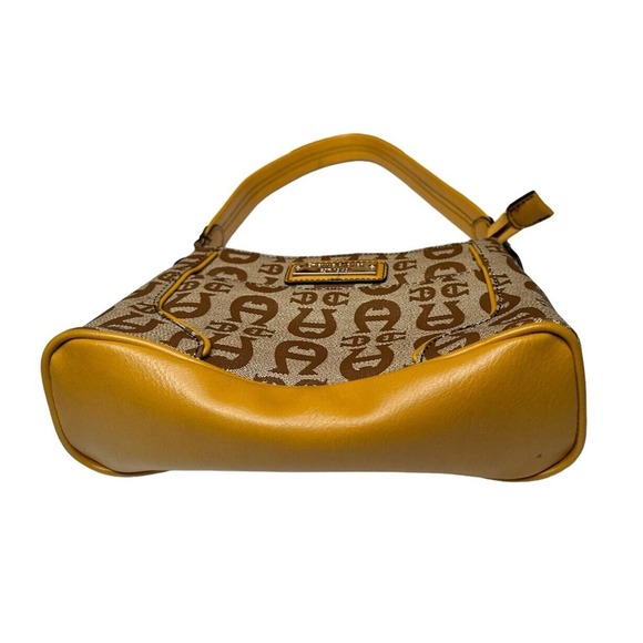Vtg Y2K Etienne Aigner Signature Logo Small Purse Handbag Yellow Leather Trim - Picture 4 of 10